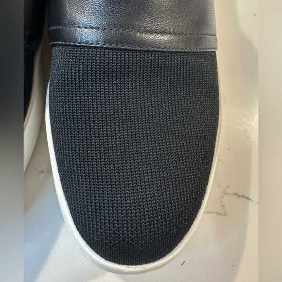 Vince Ward Shoes Black Knit Leather Platform Slip On Sneakers Loafer - Picture 12 of 14